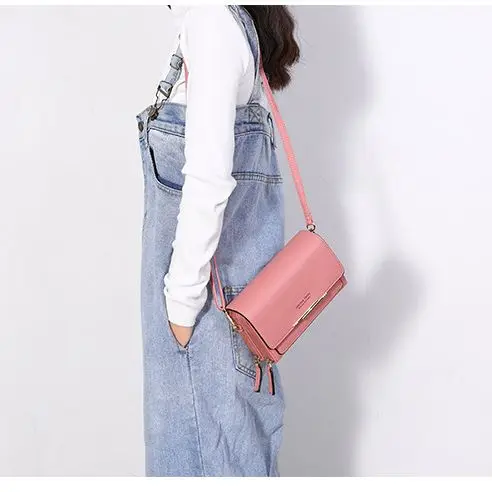 

Summer Double Zipper 2 Layers Long Wallets for Women Phone Clutches 2021 New High Quality Phone Purse Crossbody Shoulder Ladies