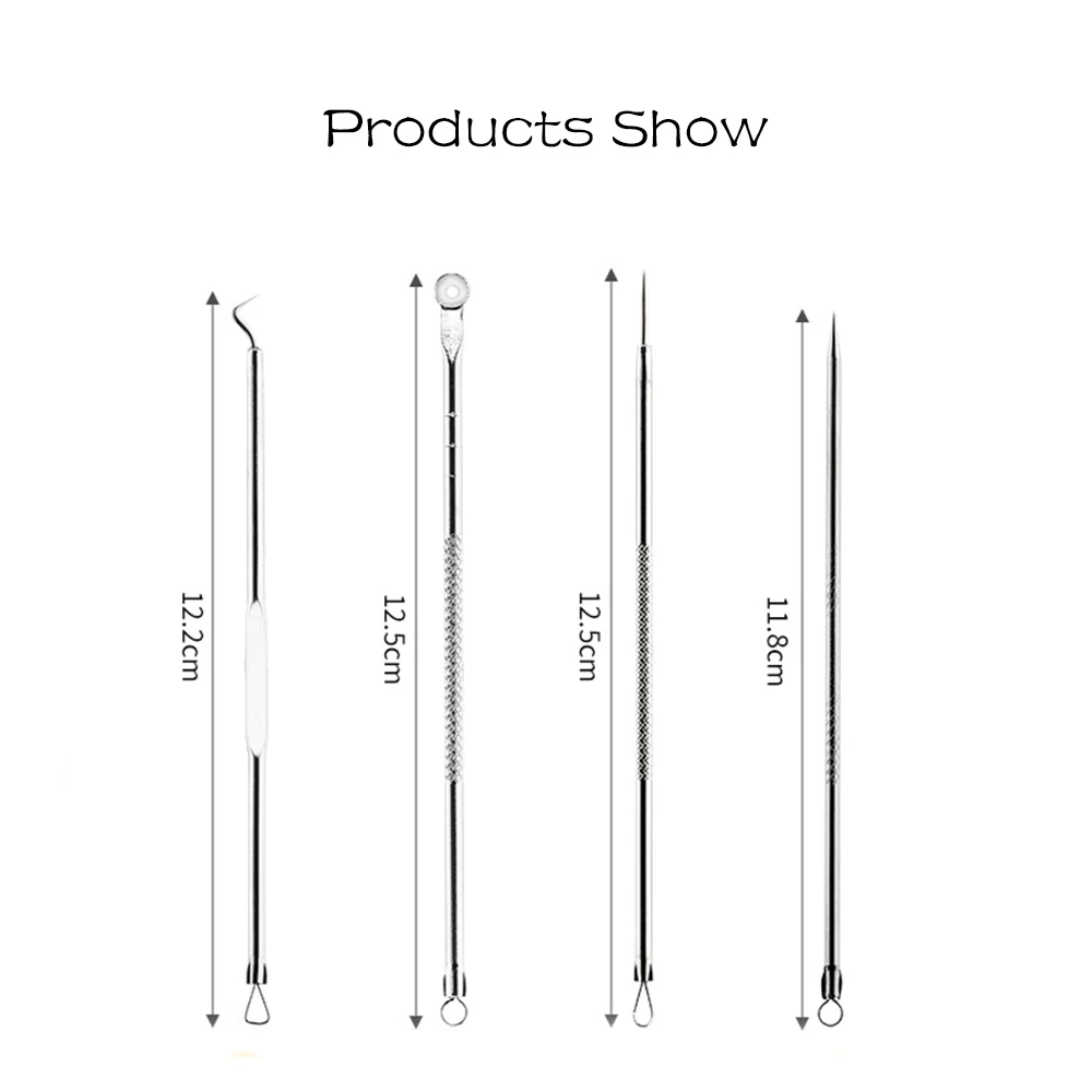 

Fieezoe 4Pcs/Set Blackhead Remover Acne Remover Needle Pimple Remover Tool Limpieza Facial Blackhead Comedone Tool Spoon Acne