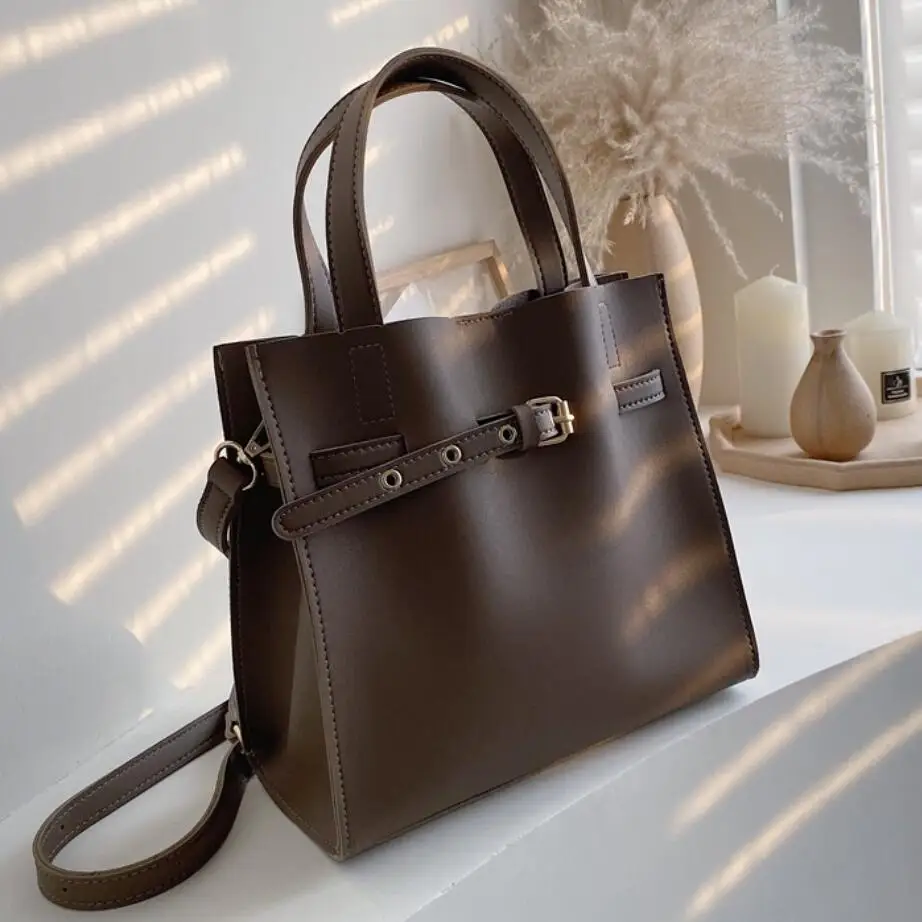 

Сумка-тоут женская в винтажном стиле, саквояж на плечо из высококачественной экокожи, вместительный мессенджер, 2020