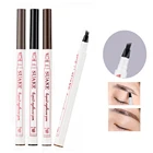 Карандаш для бровей водостойкий с 4 вилками, 4D коричневый тинт для бровей, татуаж, косметика, стойкий натуральный макияж, карандаш для бровей