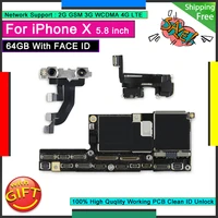original motherboard for iphone x 64gb with face id unlocked mainboard free icloud logic board good plate working face function