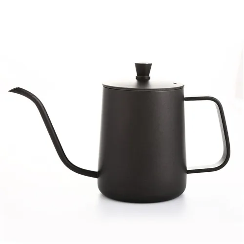 20oz Premium Pour Over Drip Kettle Stainless Steel Teflon Long Gooseneck Narrow Spout Coffee Maker Tea Pot - Цвет: black