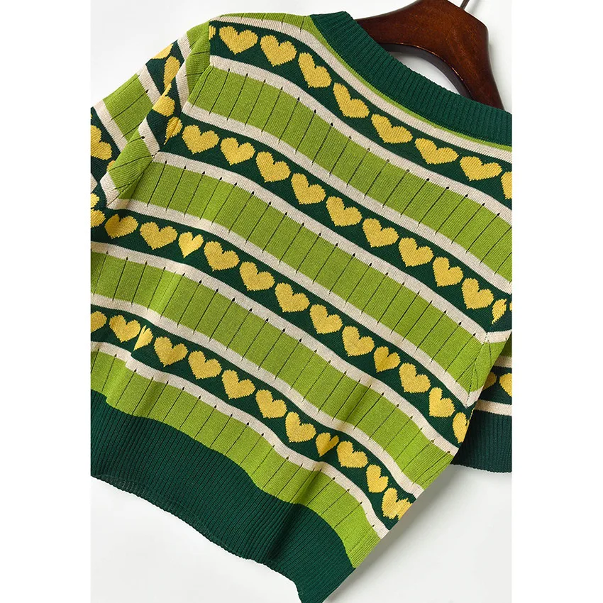 Женский однобортный вязаный кардиган Зеленый жаккардовый свитер с авокадо зима