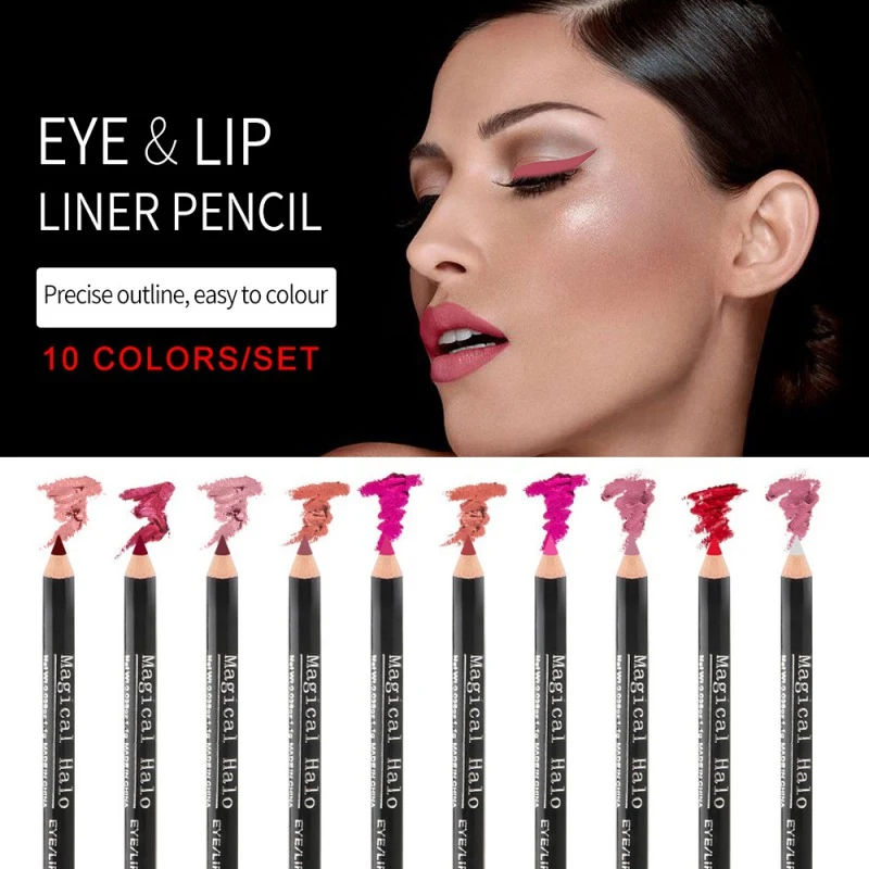Magical Halo 10-color Lip Liner Kit Long-lasting Waterproof Non-stick Cup Pencil Set Beauty Makeup Cosmetic | Красота и здоровье