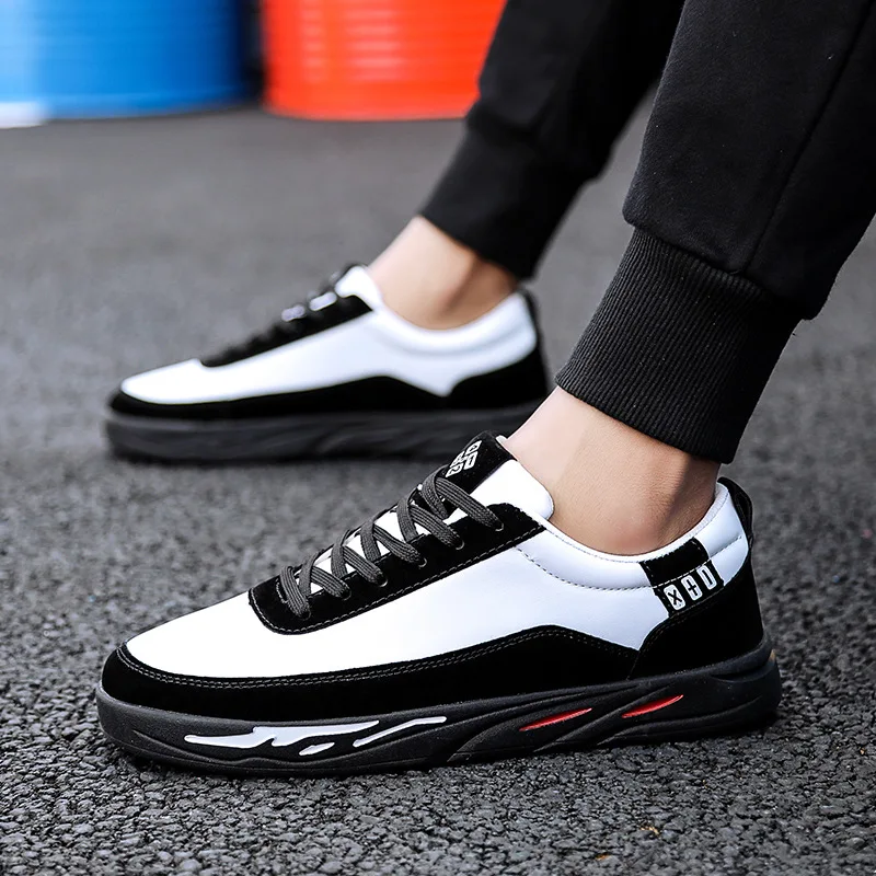 Kamucc 2019 Autumn New Men Casual Shoes Breathable Wear Resistant PU Leather Summer White Round Toe Lace up Flat Snekaers | Обувь