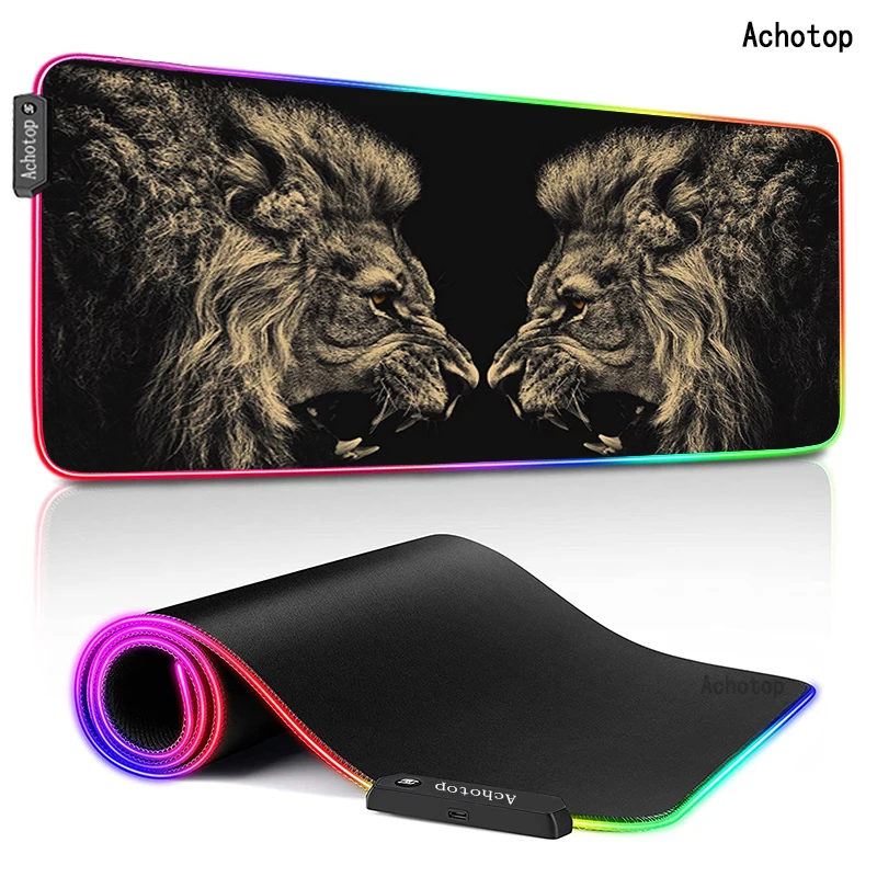 

900x400mm RGB Lion Mouse Pad Fashion Laptop XL Computer Mouse Mats Gaming Mousepad XXL HD Large Gamer Desk Keyboard Play Mats