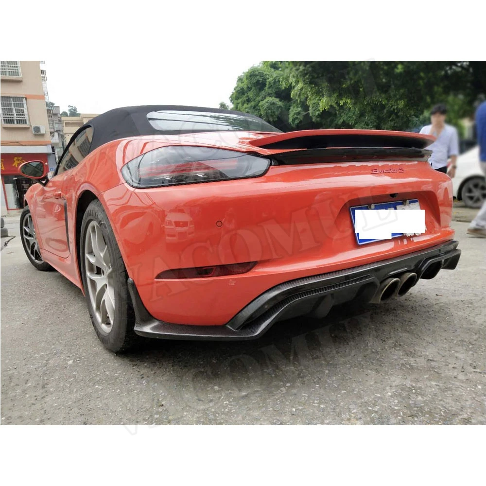 Рассеиватель задней губы из углеродного волокна, спойлер, пригодный для Porsche 718 Cayman Boxster Base S Coupe Защита бампера автомобиля