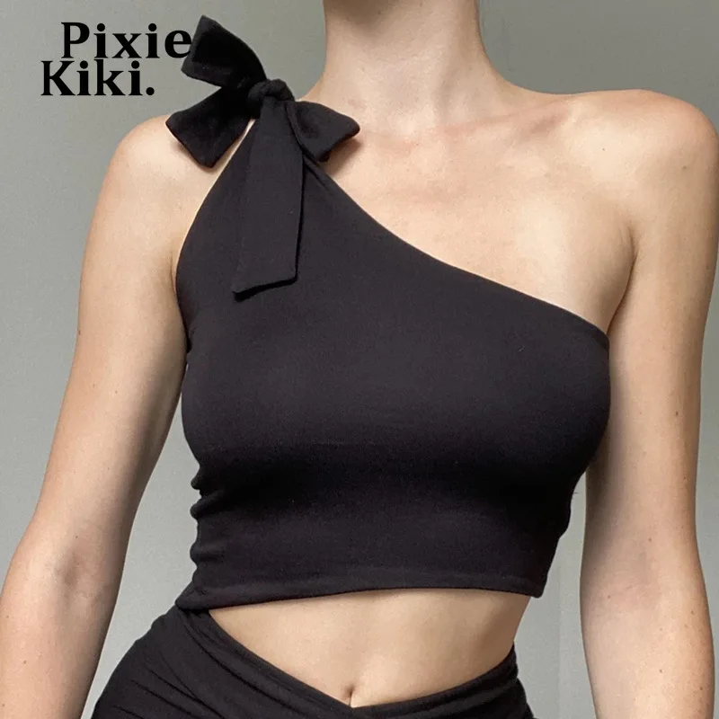 

PixieKiki 2022 Summer Clothes for Women Sexy Fitted Tank Tops Street Wear Going Out Club Solid Halter Backless Crop Top P65-AH10