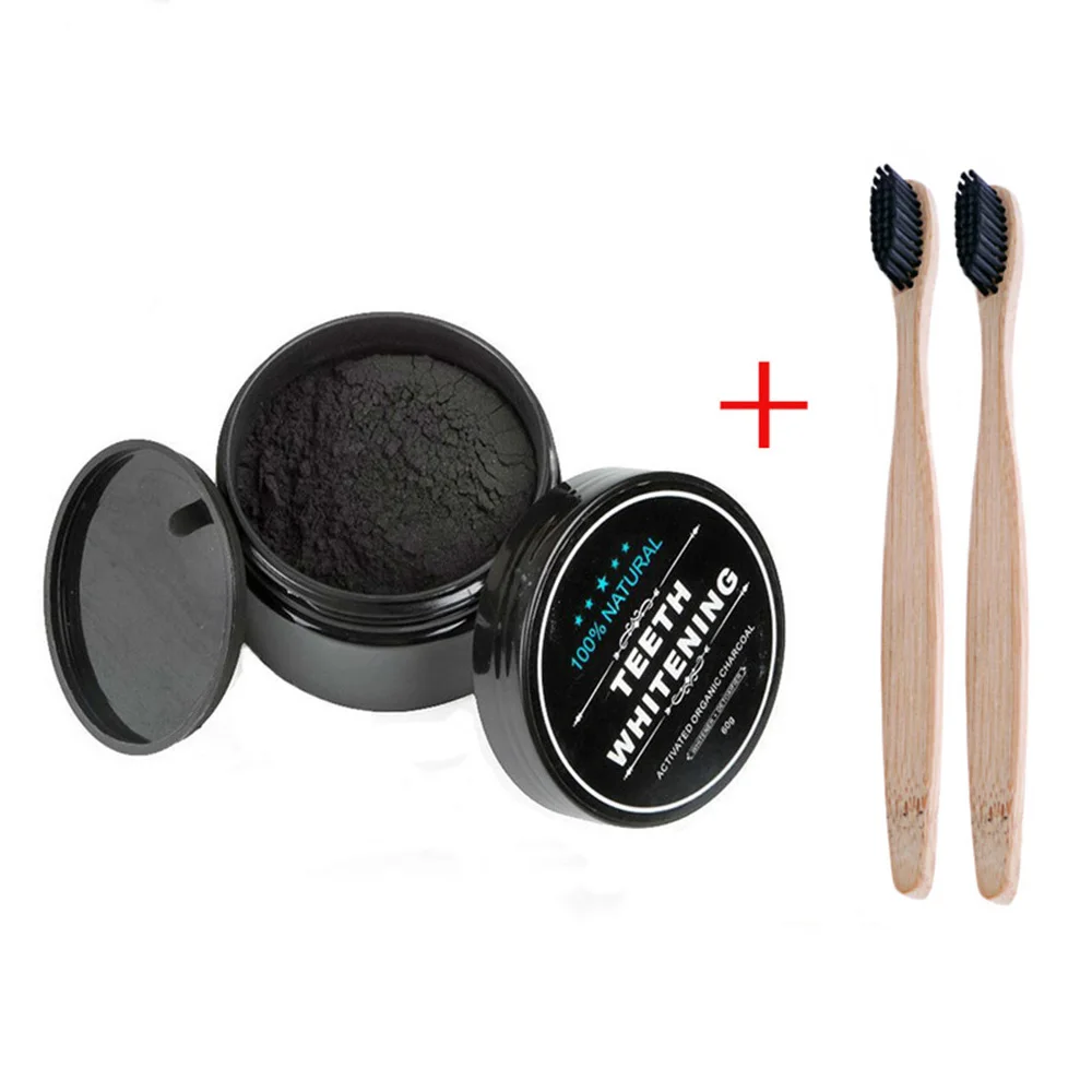 2 Brush and Power 1 PCS 30g Teeth Whitening Oral Care Charcoal Powder Natural Activated Charcoal Teeth Whitener Powder Oral Hygiene - Цвет: 2 Brush and Power