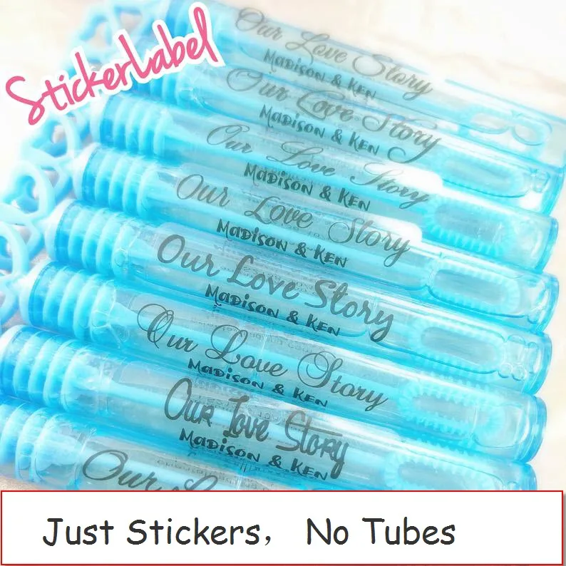 100 Pieces, Wedding Bubble Labels Personalized, Custom, Bubble Wand Wedding Transparent Clear Stickers(no tube