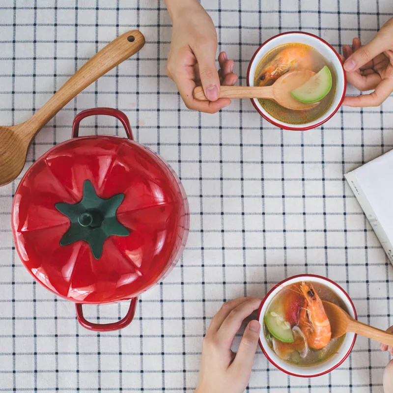 구매 일본식 도자기 에나멜 토마토 유아식 수프 냄비 쌀 우유 죽 건강 냄비 스튜 냄비