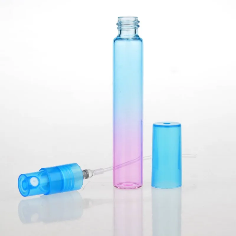 

100PC 8ml Glass Spray bottle Refillable Perfume Bottle Empty Essential Oil Case Colorful Plastic Cap (Mix Color)