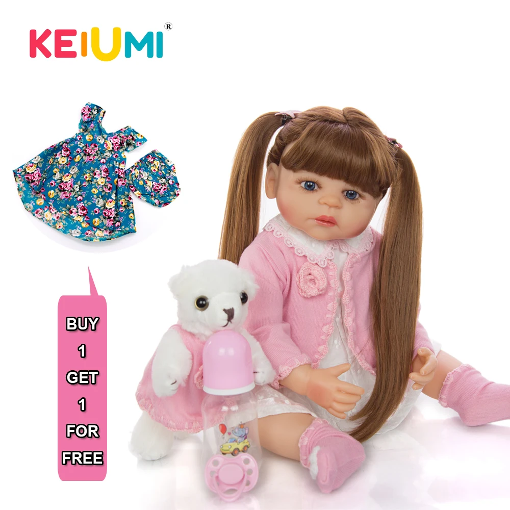 

Realistic Long Hair Fashion New Arrival 22 Inch Reborn Girl Doll Full Silicone Vinyl Body Newborn Babies Doll For Kid Present