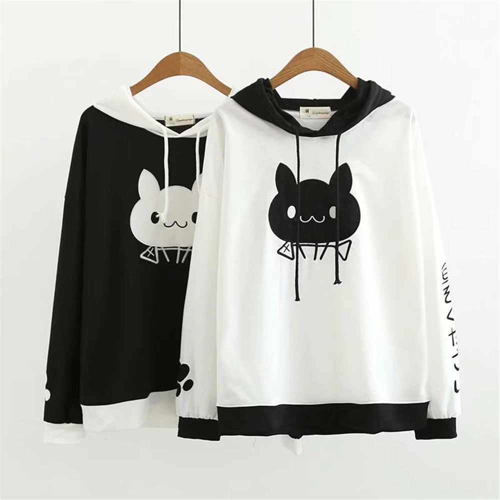 Women Hoodies For Teen Girls Animals Cat Cropped Sweatshirt Children Outwear Anime Hoody Summer Hooded Teenager Pullover Shirts