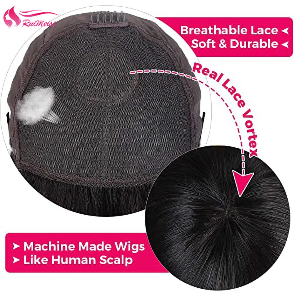 

RUIMEISI Full Machine Wigs Brazilian Hair Glueless Water Wave Wigs with Bangs For Black Women 150% Density Remy Hair