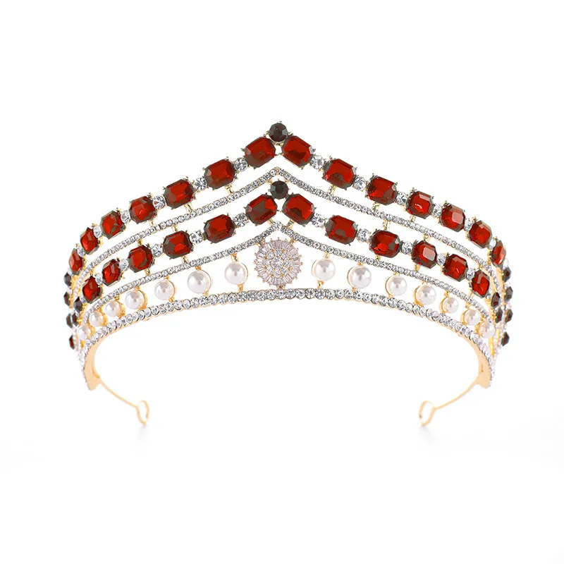

Elegant Zircon Wedding Bridal Crown Colorful Layered Bride Tiaras Baroque Headband Women Hair Jewelry Accessories HQ0810-2