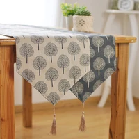 new retro natural linen table and chair elegant tree pattern table runner outdoor tables tablecloths runner and napkins home