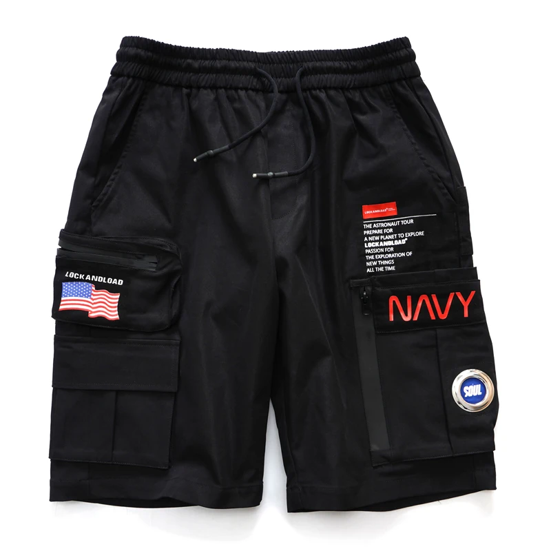 

Male Loose print letter Shorts Man Military Short Pants Mens Hip Hop Casual pocket Shorts New Men Streetwear Cargo Shorts Pants