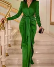 Длинные вечерние платья, зеленые платья-русалки для выпускного вечера, с аппликацией, размера плюс