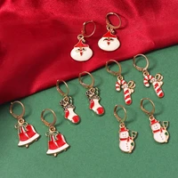 5pcs christmas winter new snowman santa cartoon alloy earrings for women fashion simple hoop earrings party jewelry kids gifts