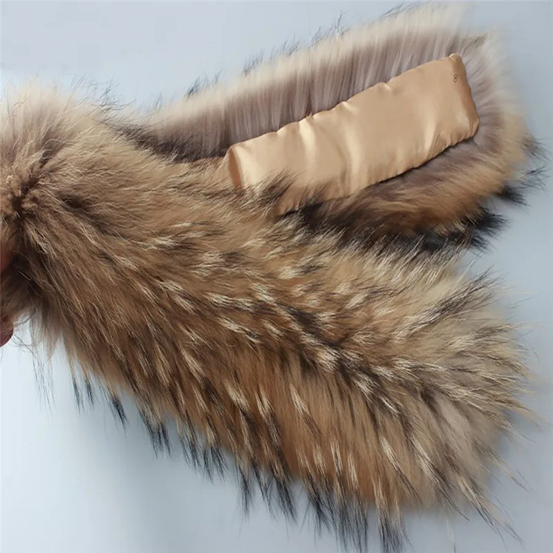 100% воротник из натурального меха для парки пальто роскошного теплого енота шарф