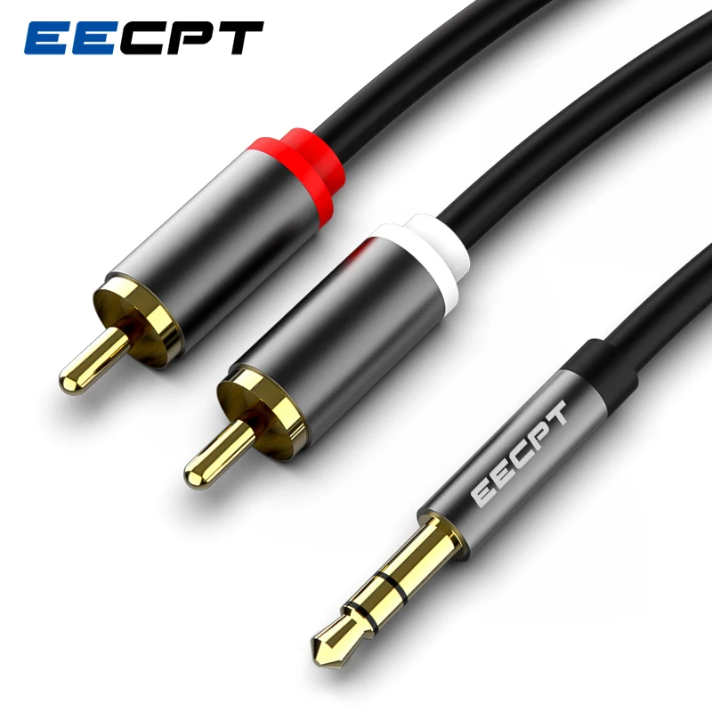 Кабель EECPT RCA с 2RCA на 3 5 мм разъем аудиокабель сплиттер Aux кабель для домашнего