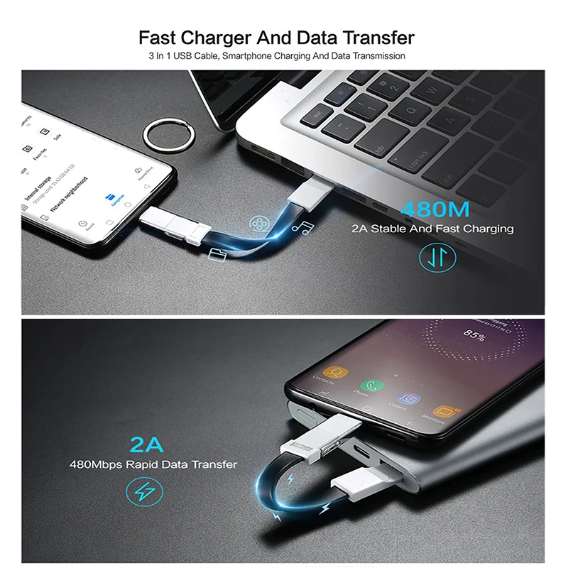 3 в 1 Магнитный USB кабель Micro Type C 2A Быстрая зарядка для Samsung Huawei Xiaomi MI9 смартфон мини