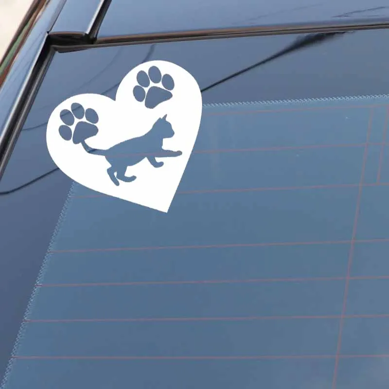 

YJZT 15.9X14.2CM Vinyl Car Sticker Beautiful Cat Heart And Paws Car Window Decal Black/Silver C24-1840