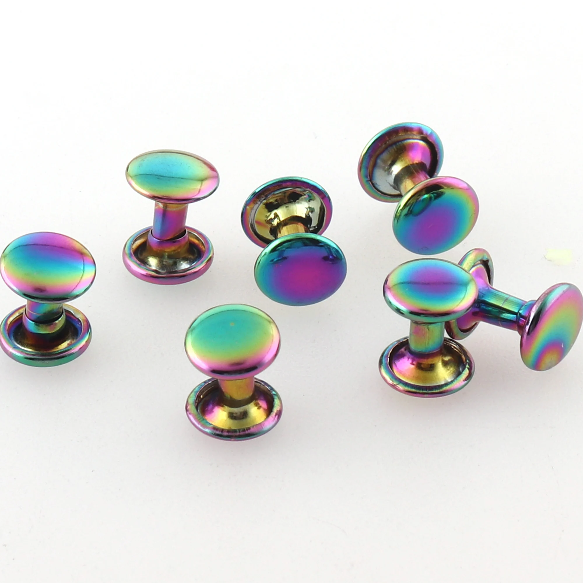 100 комплектов двойные заклепки с крышкой Радужный гвоздь для столкновения шипы