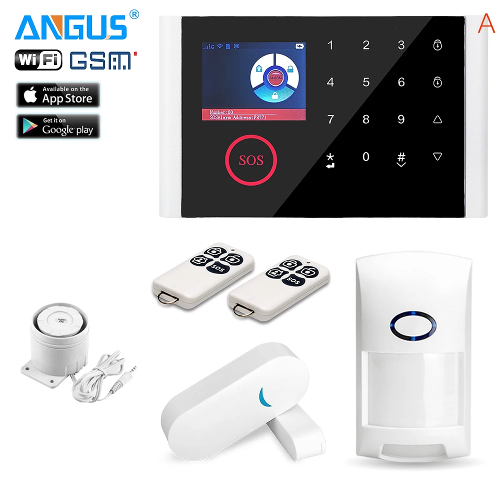 Angus Tuya Smartlife Беспроводная SIM карта GSM Wi Fi домашняя охранная сигнализация для