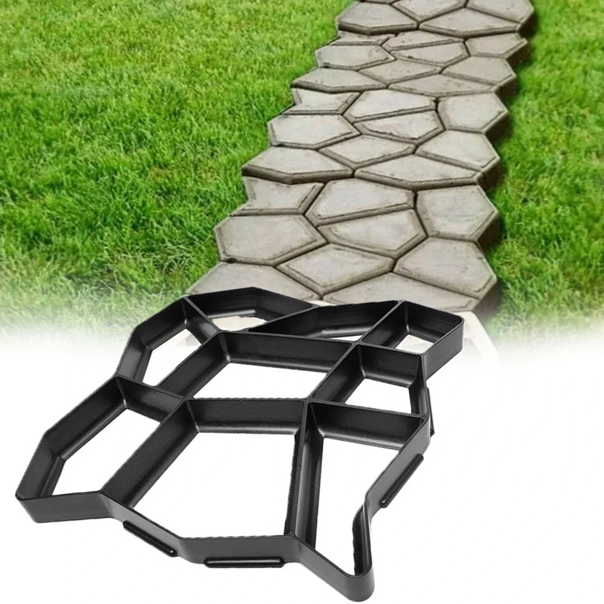 

Concrete Stone Molds DIY Path Maker Cement Concrete Path Maker Walk Stepping Stone Paver for Landscape Garden Walkway Pavement
