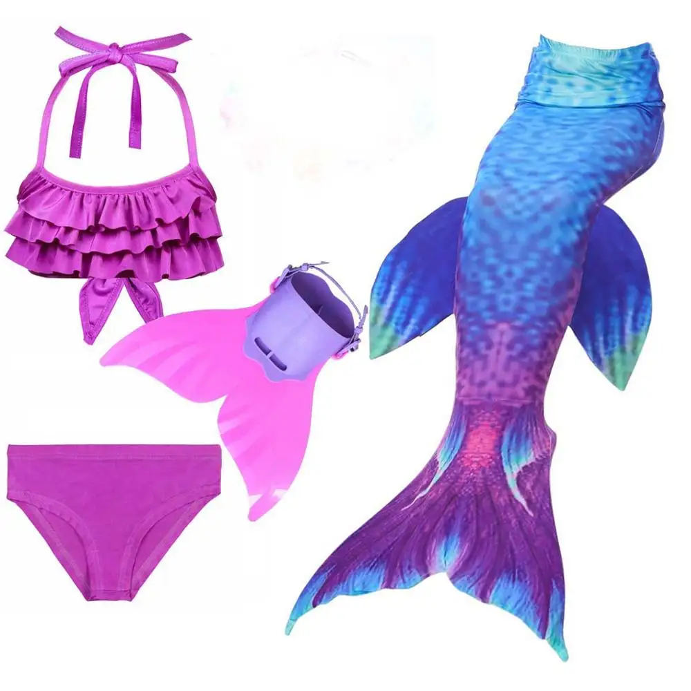 Хвост русалки для девочек купальный костюм косплея детское платье рыбьей