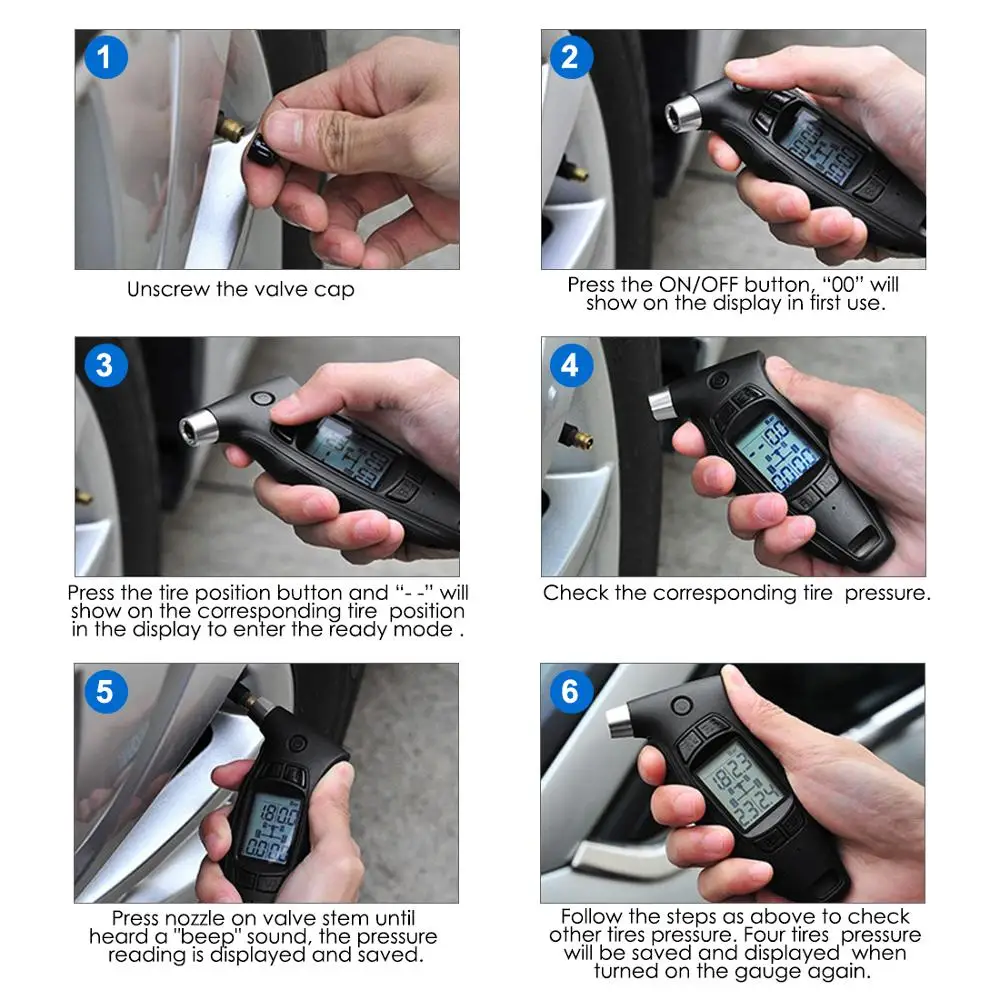Ручной цифровой измеритель давления в шинах Steelmate Φ TPMS Функция отключения