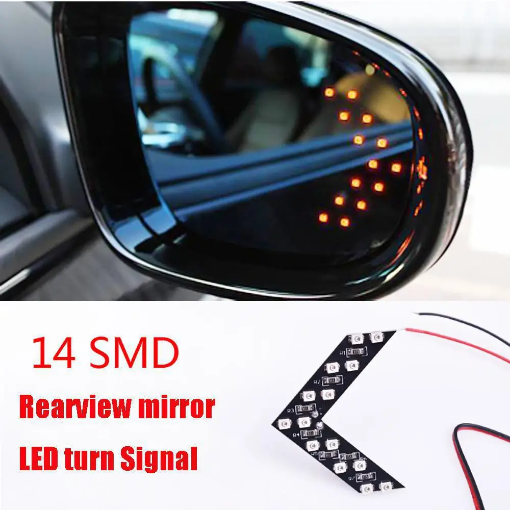 

2 Pcs 12V Car LED Steering Light For Rearview Mirror Of Automobile 14smd Led Arrow Indicator Automobile Lamp Bulb