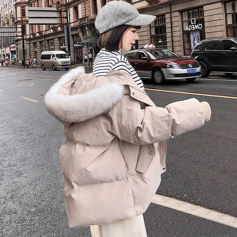 

Winter New Style down Quilted Cotton Cloth Women's Fur Collar Thick Cotton-Padded Clothes Coat Women