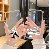 simple outline of the aircraft phone case transparent for iphone 6 7 8 11 12 s mini pro x xs xr max plus se cover funda