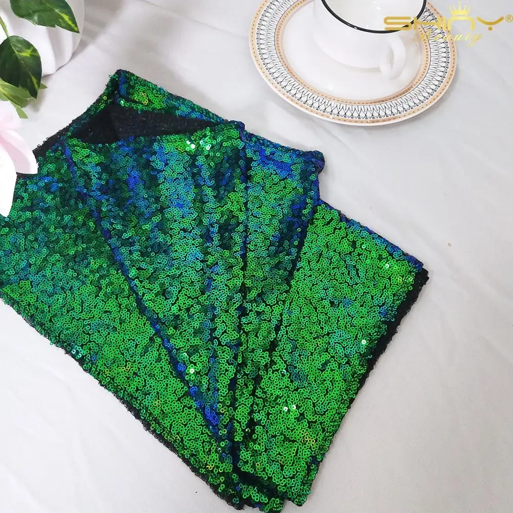 ShinyBeauty 12x96inch Iridescent Green Sequin Table Runner For Event/Party/Banquet/Christmas Wedding Decoraiton-C0514 | Дом и сад