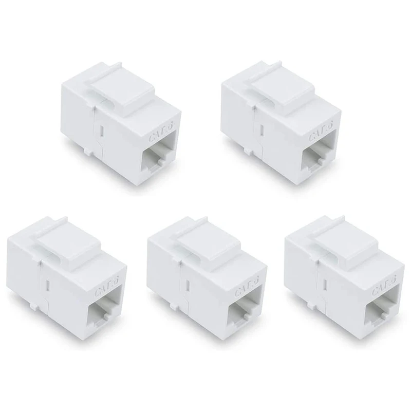 

Ethernet CAT6 Keystone Coupler, UTP RJ45 Network Cable Female to Female Insert Inline Coupler Jack - White 5 Pack