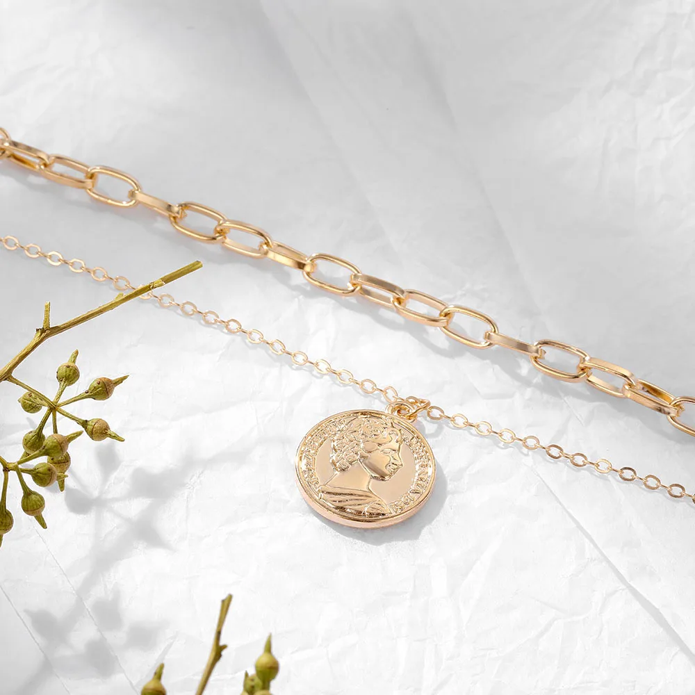 Модное ожерелье с подвеской до ключицы для женщин толстая цепь в стиле ретро