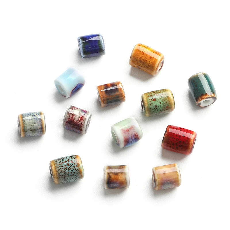 

10 шт. 10x9 мм цилиндрические цветочные узоры керамические фарфоровые россыпью бусины для рукоделия много быстрой фурнитуры