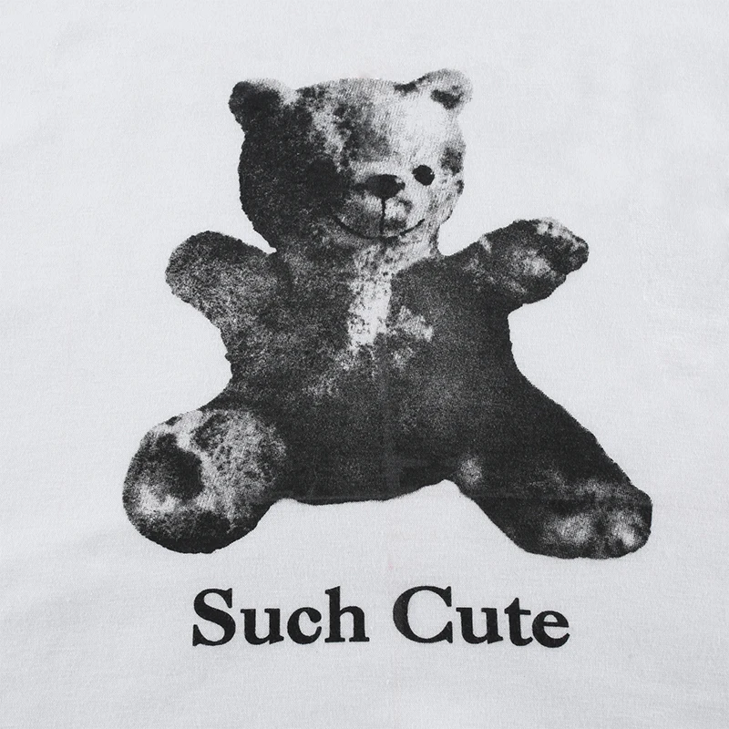 LVINMW повседневные белые топы с круглым вырезом и коротким рукавом принтом медведя