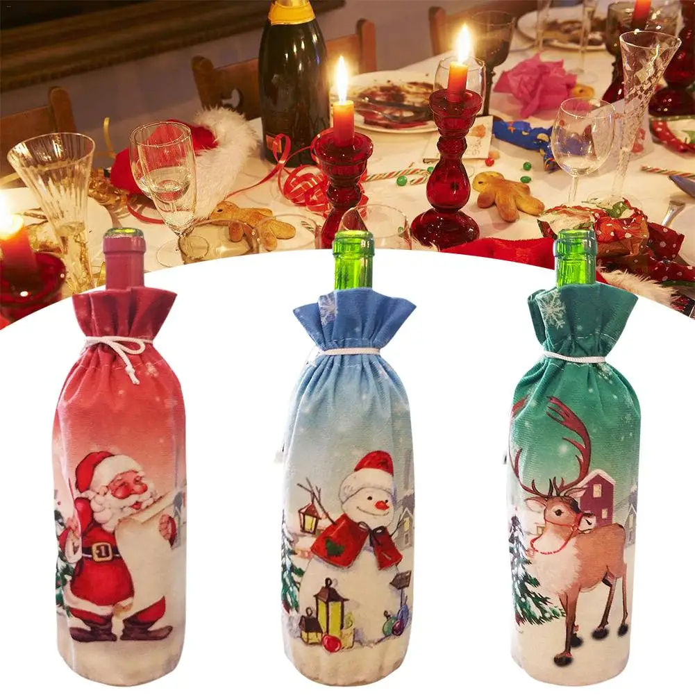 Рождественский свитер крышка для бутылки вина Снеговик Олень дизайн платье