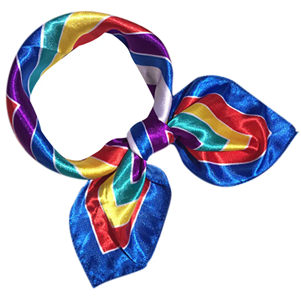 Полосатый кружевной бант Бортпроводник с радужным принтом Дамский платок на шею