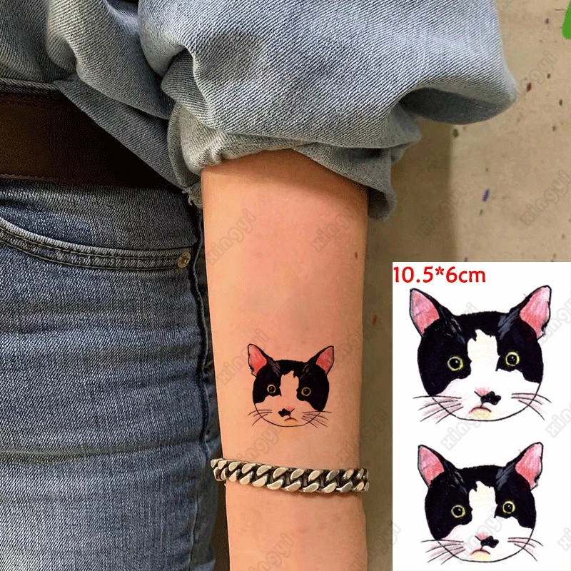Водостойкая временная татуировка милые наклейки из мультфильмов Crayon Cat Tatoo