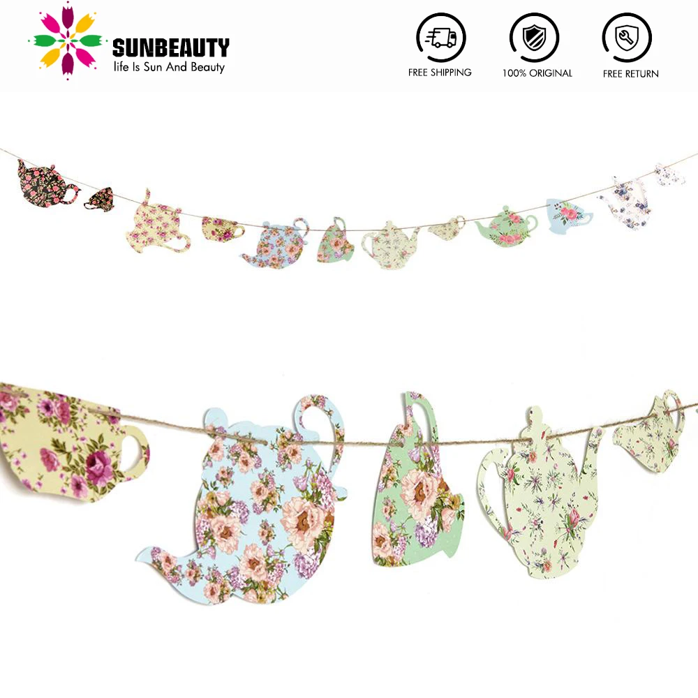 1 шт. украшение для чайной вечеринки женский цветочный чайный горшок баннер на
