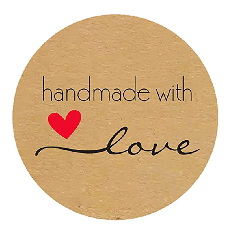 500 шт круглых наклеек черный шрифт ручной работы Самоклеящиеся этикетки DIY