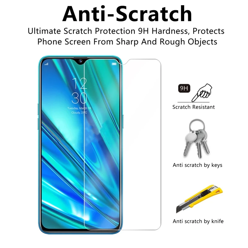Vidrio templado para Oppo Realme 5 Pro, Protector de pantalla 9H, vidrio pr&eacute;mium endurecido Realme 5 Pro, 6,3"-1