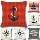 1 шт. синий морской мореходный в морском стиле Парусная лодка лодочный якорь штурвал компас хлопковая льняная Подушка диванная подушка для автомобиля