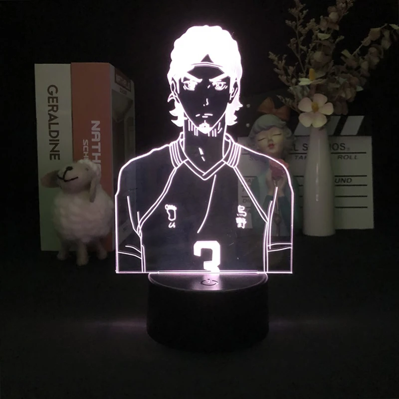 

3d-лампа azuгрива Асахи хайкюу, японское аниме Манга проектор, Прямая поставка, питание от аккумулятора, ночник с будильником, светильник льни...