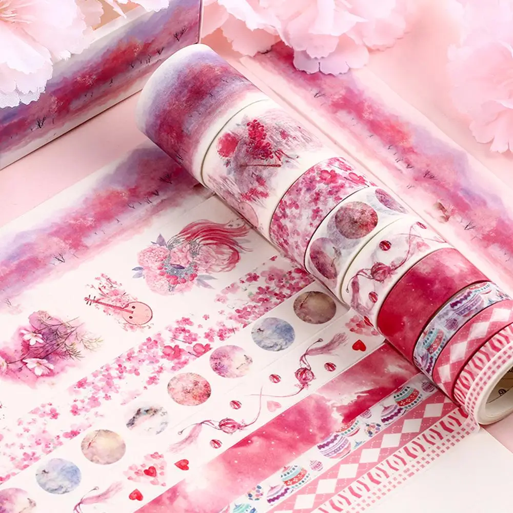 

Masking Tape Set of 10, Spring Flower Decorative Sticky Paper Tapes for DIY Craft, Gift Wrapping, Bullet Journal, Planner